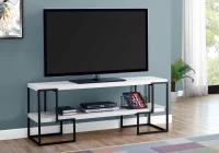Monarch 60" Contemporary Thick Design Shelves Open Storage Console TV Stand - White Finish(m-2)