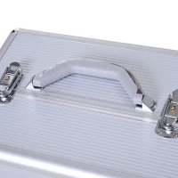 HOMCOM Professional Rolling Full Makeup Travel Train Case, Large Storage Cosmetic Trolley with Folding Trays, Drawer and Locks, Silver(m-13)