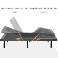 HOMCOM Queen Adjustable Bed Frame, Ergonomic Zero Gravity Power Bed Base with Head and Foot Incline, Memory, and Wireless Remote, Grey(m-4)