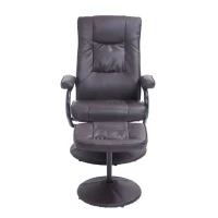 HomCom Ergonomic Faux Leather Lounge Armchair Recliner And Ottoman Set - Dark Brown(m-16)