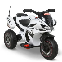 Aosom Kids Electric Pedal Motorcycle Ride-On Toy 6V Battery Powered w/ Music Horn Headlights Motorbike for Girls Boy 18-36M - White(m-1)