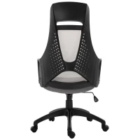 Vinsetto Office Computer Chair Mesh High Back Lumbar Support Adjustable Height Padded Linen Swivel Castor Wheels Grey(m-4)