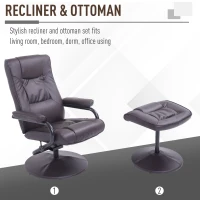 HomCom Ergonomic Faux Leather Lounge Armchair Recliner And Ottoman Set - Dark Brown(m-7)