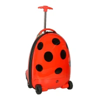 HOMCOM Kids Rolling Luggage Suitcase Travel Pilot Ladybug with Remote Control (Red)(m-3)