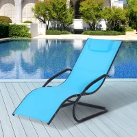 Outsunny Zero-Gravity Rocking Chair Garden Patio Lounger Seat Outdoor Indoor Texteline Recliner Backyard Aluminum Frame Rocker Blue(m-2)