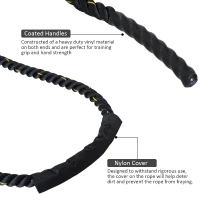 HOMCOM Poly Dacron Battle Rope Fitness Undulation Rope Φ1.5" Exercise Cross Strength Training Workout(m-4)
