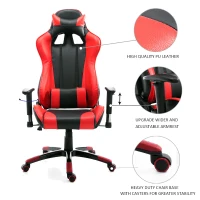 HOMCOM Executive 360° Swivel Gaming Racing Office Chair with Waist Neck Cushions (Red/Black)(m-3)