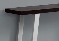 Monarch 48" Modern Wood Grain Top 2-Tier Metal Framed Accent Console Table - Silver / Cappuccino Brown Finish(m-3)