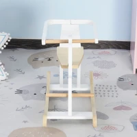 Qaba Wooden Rocking Horse Toddler Wood Ride-on Toys for 3-6 Years w/ Safety Guardrail(m-5)