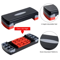 Soozier 27" Aerobic Stepper Adjustable Workout Platform Fitness Step with Riser Training Exercise Home Gym 4” to 6”(m-5)