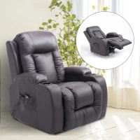 Open Box HOMCOM Luxury Faux Leather Heated Vibrating Massage Recliner Chair with Remote - Dark Brown(m-8)
