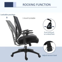 Vinsetto Ergonomic Mesh Office Chair with Lumbar Back Support, Swivel Rocking Computer Chair with Adjustable Height and Armrests for Home Office, Black(m-5)