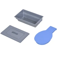 HOMCOM Accessibility Commode Wheelchair, Rolling Shower Wheelchair with 4 Castor Wheels, Rectangle Detachable Bucket, & Waterproof Design, 17" Seat Width, Blue(m-15)