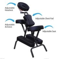 HomCom 3" Foam Portable Massage Chair PU Leather Spa Beauty Chair Black(m-4)