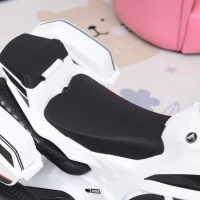 Aosom Kids Electric Pedal Motorcycle Ride-On Toy 6V Battery Powered w/ Music Horn Headlights Motorbike for Girls Boy 18-36M - White(m-12)