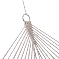 Outsunny Double Hammock Outdoor 2 Person Wide Swing Bed Portable Camping Sun Lounger w/ Wood Spreader Bar Cream(m-8)