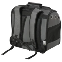 PawHut Foldable Pet Carrier Backpack with Two Storage Packets, Breathable Mesh, Transparent Window & Adjustable Shoulder Strap for Small Cats & Dogs Travel Hiking, Grey(m-7)