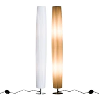 HomCom 48” Modern Free Standing Round Floor Lamp With Fabric Linen Shade - White(m-4)