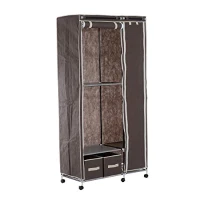 HomCom 79" x 39" Rolling Portable Clothes Closet Wardrobe Rack (Brown)(m-1)