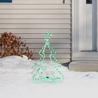 Outsunny 30" Outdoor LED Christmas Tree Rope Lights, LED Outdoor Christmas Decoration with Ground Stakes, Green(m-10)