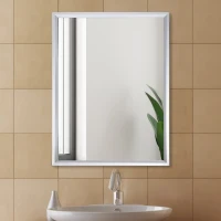 kleankin 24” L x 32” W Framed Wall Mounted Bathroom Vanity Mirror - Silver(m-2)