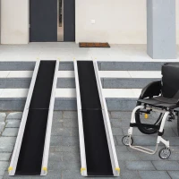 HOMCOM 6-8ft Aluminum Foldable Wheelchair Ramp Scooter Mobility Easy Access Carrier with Sturdy Telescoping Design(m-2)