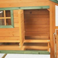 PawHut 88" Wooden Slant Roof Enclosed Run and Nesting Box Backyard Chicken Coop(m-6)