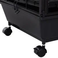 PawHut Rolling Metal Rabbit, Guinea Pig, or Small Animal Hutch Cage with Main House and Run(m-15)
