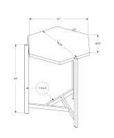 Monarch 24" Contemporary Hexagon-Shape Top Chrome Metal Base Side Accent End Table - Grey Cement-Look Finish(m-4)