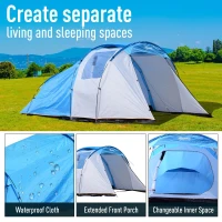 Outsunny 2-4 Person Waterproof Folding Family Camping Tent Outdoor Hiking Sleeping Dome Shelter w/ Front Porch(m-6)