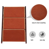 PawHut Wooden 2-in-1 Portable Folding Safety Pet Stairs / Ramp for Dogs and Cats(m-7)