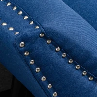 HOMCOM Modern Button Tufted Sitting Bench/Accent Fabric Upholstered Ottoman for Bedroom or Living Room, Blue(m-9)