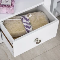 kleankin Wall Mount Bathroom Storage Rack with Open Shelves and Drawer Wooden Cabinet Organizer for Bathroom - White(m-9)