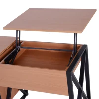 HomCom 50" Industrial Lift Top Standing Computer Desk with Storage - Black / Oak(m-7)