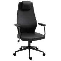 Vinsetto High-Back Executive Office Chair, Ergonomic Leather Computer Desk Chair with Adjustable Height, Removable Headrest and 360 Swivel Wheels, Deep Grey(m-1)