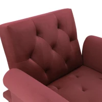HOMCOM Wine Red Reclining Sofa Bed with Adjustable Backrest & Wooden Legs, Modern Relaxing Lounge Chair for Living Room or Office(m-10)