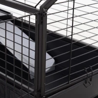 PawHut Rolling Metal Rabbit, Guinea Pig, or Small Animal Hutch Cage with Main House and Run(m-11)