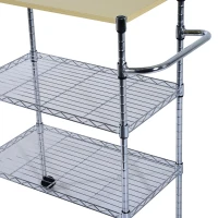 HomCom 32” Portable 3 Tier Rolling Kitchen Cart With 2 Wire Storage Shelves(m-8)