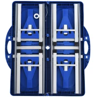 Outsunny 53" Camping Table and Chairs, Foldable with 4 seat Plastic Portable Compact Suitcase, Camping Table Set with Umbrella Hole, Blue(m-7)