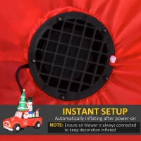 HOMCOM 7.5ft Christmas Inflatable Santa Claus Driving a Truck with Snowman, Penguin and Tree, Outdoor Blow-Up Yard Decoration with LED Lights Display(m-6)