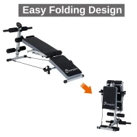 Soozier Steel Height Adjustable Multi-Position Abdominal Sit-Up Home Gym Bench with LCD Monitor and Resistance Bands(m-9)