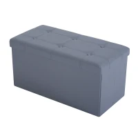 HomCom 30" Folding Tufted Storage Ottoman Bench - Gray(m-2)