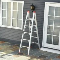 HomCom Multi-Purpose Folding Aluminum Ladder with 5 Platforms, for Indoor & Outdoor Use & a 330lbs Capacity, 73.5" Tall(m-2)