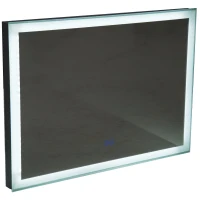Open Box Kleankin 32" x 24" Aluminum Rectangular LED Illuminated Anti-Fog Bathroom Wall Mirror Stylish with Touch Bottons(m-7)