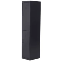 Vinsetto 71" 2 Tier Freestanding Steel Metal Lockable Employee Wall Locker Storage Cabinet - Black(m-1)