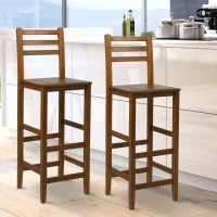 HomCom 2 Piece 28" Tall Classic Bar Height Acacia Wood Slat Back Pub Chair(m-2)