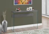 Monarch 44" Contemporary Wood Grain-Look Top Tempered Glass Base Accent Hall Console Sofa Table - Grey Finish(m-2)