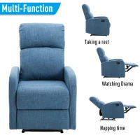 HomCom Linen Fabric Manual Recliner Lounger Chair  with Footrest - Blue(m-5)