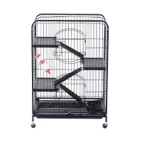 Pawhut 37” 4 Level Indoor Small Animal Cage Hutch - Black(m-4)