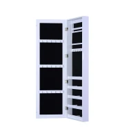 HomCom 48" Wall-Mounted Mirrored Jewelry Cabinet - White(m-3)